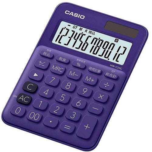 カシオ　カラフル電卓　ミニジャストタイプ　１２桁　パープル　ＭＷ－Ｃ２０Ｃ－ＰＬ－Ｎ　１台1