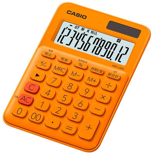 カシオ　カラフル電卓　ミニジャストタイプ　１２桁　オレンジ　ＭＷ－Ｃ２０Ｃ－ＲＧ－Ｎ　１台1