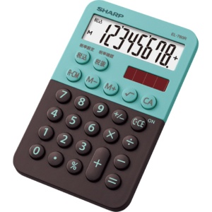 シャープ　カラー・デザイン電卓　８桁　ミニミニナイスサイズ　グリーン系　ＥＬ－７６０Ｒ－ＧＸ　１台1