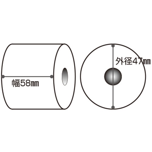 ＴＡＮＯＳＥＥ　ＦＳＣ認証　小径サーマルロール紙　ノーマル保存　幅５８×直径４７ｍｍ×長さ２５ｍ　厚み約０．０６２ｍｍ　芯内径１２ｍｍ　１箱（２０巻）3
