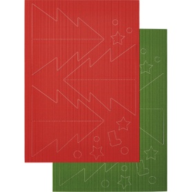 ヒサゴ　カラーダンボール　リップルボード　薄口　型抜き　クリスマスツリー　緑・赤　ＲＢＵＴ３　１パック