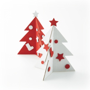 ヒサゴ　カラーダンボール　リップルボード　薄口　型抜き　クリスマスツリー　緑・赤　ＲＢＵＴ３　１パック2