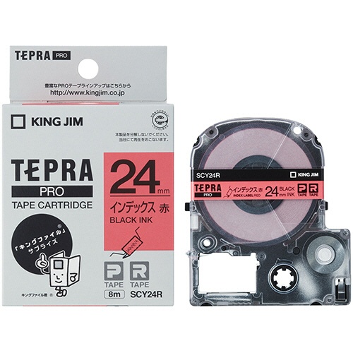 キングジム　テプラ　ＰＲＯ　テープカートリッジ　インデックスラベル　２４ｍｍ　赤／黒文字　ＳＣＹ２４Ｒ　１個3