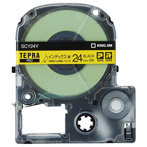 キングジム　テプラ　ＰＲＯ　テープカートリッジ　インデックスラベル　２４ｍｍ　黄／黒文字　ＳＣＹ２４Ｙ　１個1
