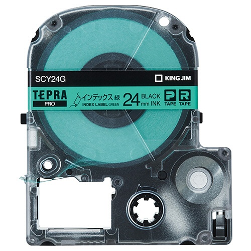 キングジム　テプラ　ＰＲＯ　テープカートリッジ　インデックスラベル　２４ｍｍ　緑／黒文字　ＳＣＹ２４Ｇ　１個1