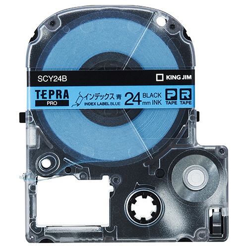 キングジム　テプラ　ＰＲＯ　テープカートリッジ　インデックスラベル　２４ｍｍ　青／黒文字　ＳＣＹ２４Ｂ　１個1