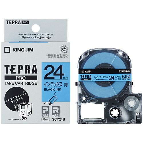 キングジム　テプラ　ＰＲＯ　テープカートリッジ　インデックスラベル　２４ｍｍ　青／黒文字　ＳＣＹ２４Ｂ　１個3