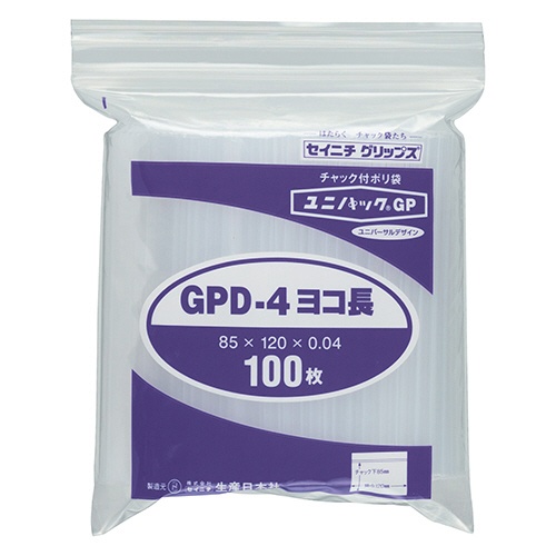 セイニチ　ユニパックＧＰ　ヨコ長タイプ　ヨコ１２０×タテ８５×厚み０．０４ｍｍ　ＧＰＤ－４ヨコナガ　１パック（１００枚）1