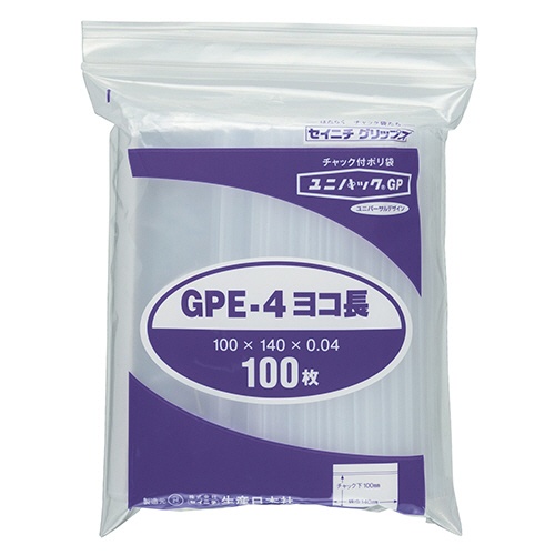 セイニチ　ユニパックＧＰ　ヨコ長タイプ　ヨコ１４０×タテ１００×厚み０．０４ｍｍ　ＧＰＥ－４ヨコナガ　１パック（１００枚）1