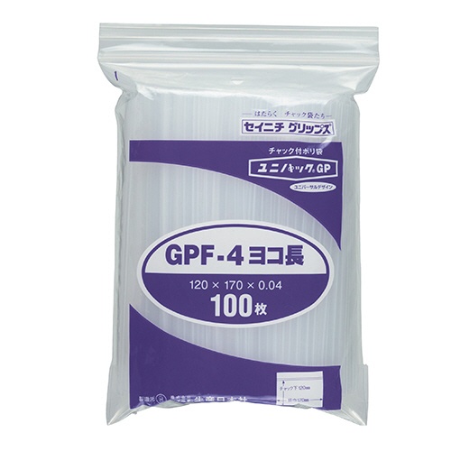 セイニチ　ユニパックＧＰ　ヨコ長タイプ　ヨコ１７０×タテ１２０×厚み０．０４ｍｍ　ＧＰＦ－４ヨコナガ　１パック（１００枚）1