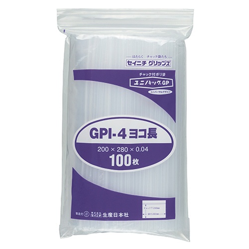 セイニチ　ユニパックＧＰ　ヨコ長タイプ　ヨコ２８０×タテ２００×厚み０．０４ｍｍ　ＧＰＩ－４ヨコナガ　１パック（１００枚）1