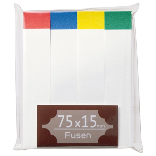 ＴＡＮＯＳＥＥ　ふせん　７５×１５ｍｍ　ホワイト（４色帯入）　１パック（４冊）1