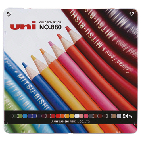 たのめーる】三菱鉛筆 色鉛筆880級 24色(各色1本) K88024CPN 1缶の通販