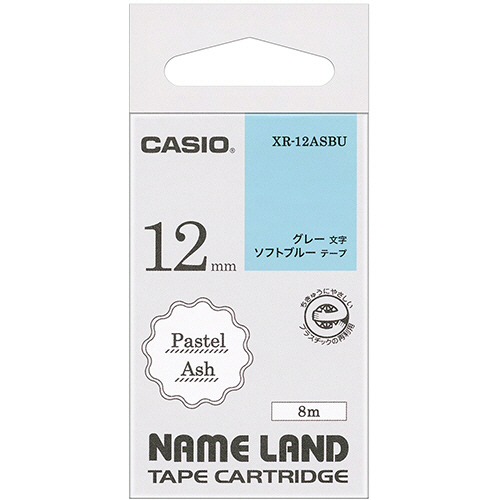 【クリックで詳細表示】カシオ NAME LAND パステルアッシュテープ 12mm ソフトブルー/グレー文字 XR-12ASBU 1個 XR-12ASBU