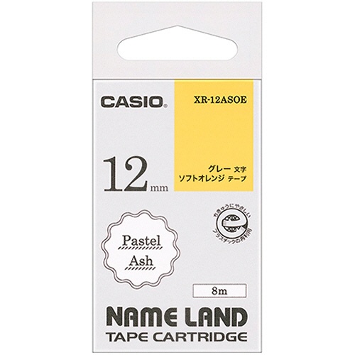 カシオ　ＮＡＭＥ　ＬＡＮＤ　パステルアッシュテープ　１２ｍｍ　ソフトオレンジ／グレー文字　ＸＲ－１２ＡＳＯＥ　１個1