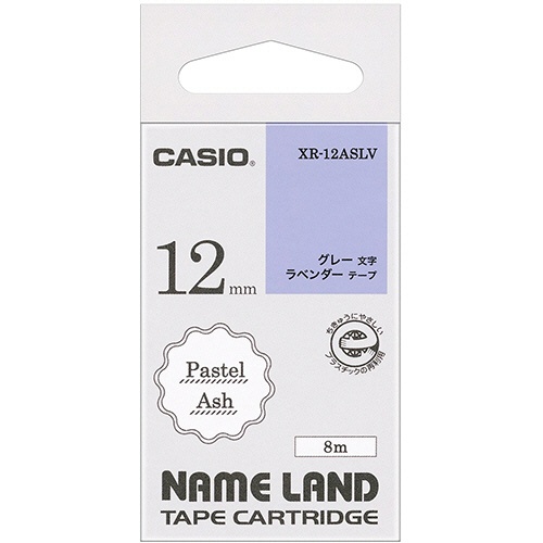 カシオ　ＮＡＭＥ　ＬＡＮＤ　パステルアッシュテープ　１２ｍｍ　ラベンダー／グレー文字　ＸＲ－１２ＡＳＬＶ　１個1