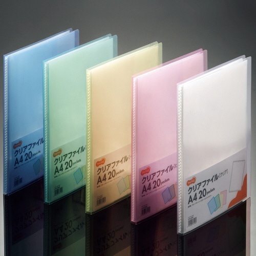 ＴＡＮＯＳＥＥ　クリアファイル　Ａ４タテ　２０ポケット　背幅１４ｍｍ　グリーン　１冊2