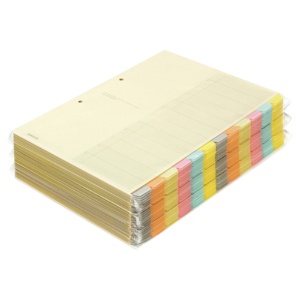 コクヨ　カラー仕切カード（ファイル用・１２山見出し）　Ａ４タテ　２穴　６色＋扉紙　シキ－１５０　１パック（３０組）1