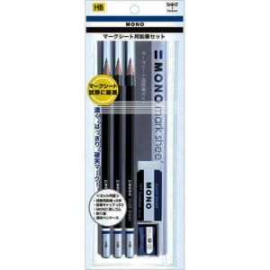 トンボ鉛筆　モノ　マークシート用鉛筆セット（ペンポーチ入）　ＨＢ　（鉛筆３本、消しゴム１個、ミニ削り器１個）　ＭＡ－ＰＬＭＫＮ　１パック1
