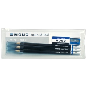トンボ鉛筆　モノ　マークシート用鉛筆セット（ペンポーチ入）　ＨＢ　（鉛筆３本、消しゴム１個、ミニ削り器１個）　ＭＡ－ＰＬＭＫＮ　１パック4