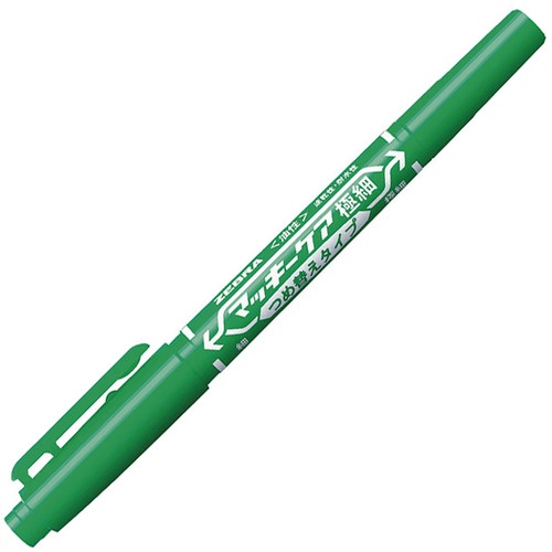 ゼブラ　油性マーカー　マッキーケア極細　つめ替えタイプ　細字＋極細　緑　ＹＹＴＳ５－Ｇ　１本1