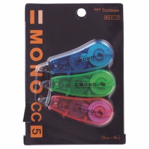 トンボ鉛筆　修正テープ　モノＣＣ５Ｃ　５ｍｍ幅×６ｍ　３色（各色１個）　ＫＰＡ－３２４　１パック1