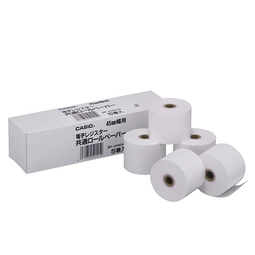 カシオ　電子レジスター用　ロールペーパー　幅４５×直径６０ｍｍ×長さ３５ｍ　芯内径１２ｍｍ　ＲＰ－４５６０Ｘ５　１パック（５個）1