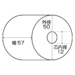 クリエイティア　感熱ロール紙　幅５７×直径５０ｍｍ×長さ２８ｍ　厚み０．０６２ｍｍ　芯内径１２ｍｍ　ＳＰ５７５０　１箱（１００巻）