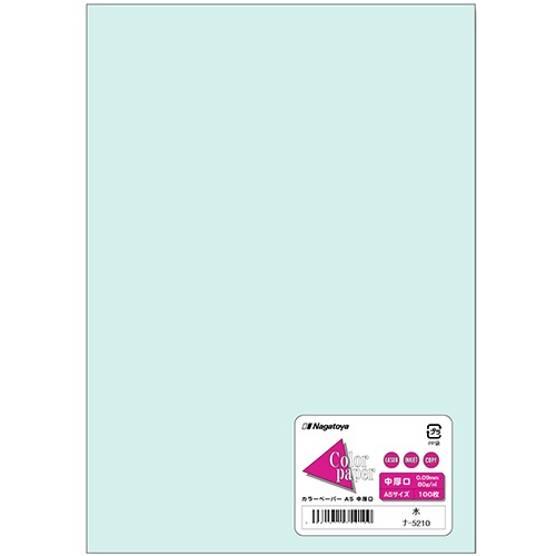 長門屋商店　Ｃｏｌｏｒ　Ｐａｐｅｒ　Ａ５　中厚口　水　ナ－５２１０　１冊（１００枚）1