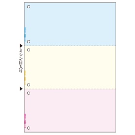ヒサゴ　マルチプリンタ帳票（ＦＳＣ森林認証紙）　Ａ４　カラー　３面（ブルー／クリーム／ピンク）　６穴　ＦＳＣ２０１３Ｚ　１箱（１２００枚）