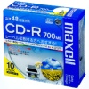 マクセル データ用CD-R 700MB 2-48倍速 ホワイトワイドプリンタブル 5mmスリムケース CDR700S.WP.S1P10S 1パック(10枚)