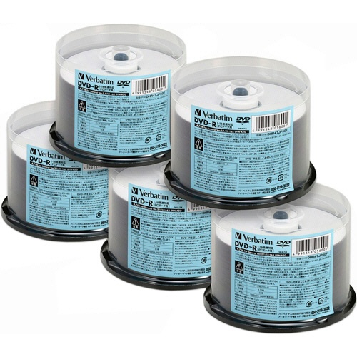 バーベイタム　データ用ＤＶＤ－Ｒ　４．７ＧＢ　１６倍速　ホワイトプリンタブル　スピンドルケース　ＤＨＲ４７ＪＰ５０ＦＣ　１箱（２５０枚：５０枚×５個）1