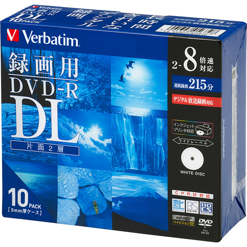 たのめーる 三菱ケミカルメディア 録画用dvd R Dl 215分 2 8倍速 ホワイトワイドプリンタブル 5mmスリムケース Vhr21hdsp10 1パック 10枚 の通販