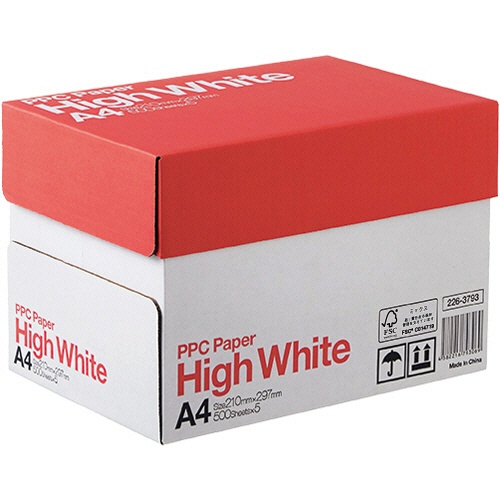 ＰＰＣ　ＰＡＰＥＲ　Ｈｉｇｈ　Ｗｈｉｔｅ　Ａ４　１箱（２５００枚：５００枚×５冊）1
