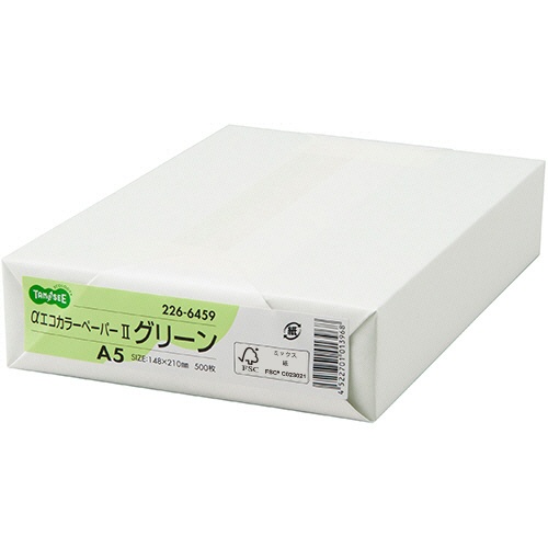 ＴＡＮＯＳＥＥ　αエコカラーペーパーII　Ａ５　グリーン　１冊（５００枚）1