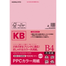 コクヨ　ＰＰＣカラー用紙（共用紙）　Ｂ４　ピンク　ＫＢ－Ｃ１３４ＮＰ　１冊（１００枚）