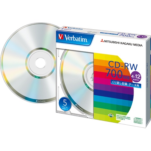 バーベイタム　データ用ＣＤ－ＲＷ　７００ＭＢ　４－１２倍速　ブランドシルバー　５ｍｍスリムケース　ＳＷ８０ＥＵ５Ｖ１　１パック（５枚）1