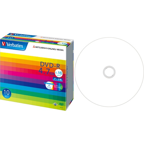 バーベイタム　データ用ＤＶＤ－Ｒ　４．７ＧＢ　１－１６倍速　ホワイトワイドプリンタブル　５ｍｍスリムケース　ＤＨＲ４７ＪＰ１０Ｖ１　１パック（１０枚）1