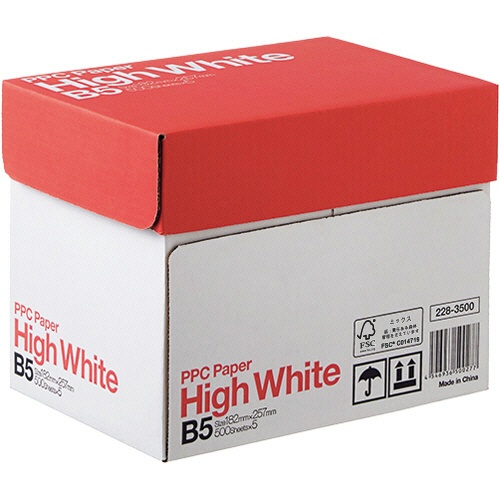 ＰＰＣ　ＰＡＰＥＲ　Ｈｉｇｈ　Ｗｈｉｔｅ　Ｂ５　１箱（２５００枚：５００枚×５冊）1