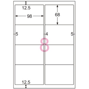 ヒサゴ　エコノミーラベル　Ａ４　８面　９８×６８ｍｍ　四辺余白　角丸　ＥＬＭ００５　１冊（１００シート）2