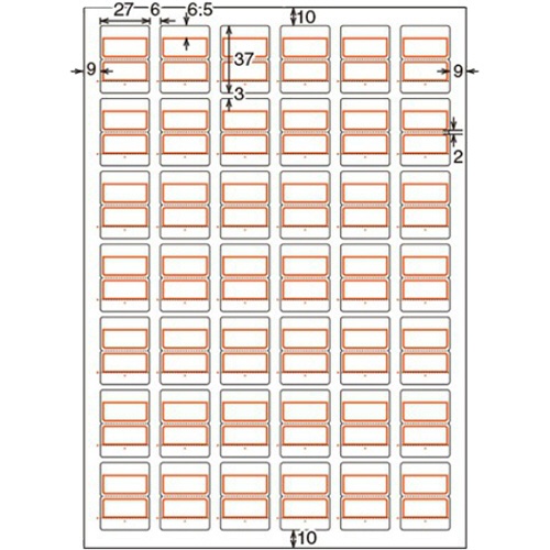 コクヨ　カラーレーザー＆インクジェット用はかどりタックインデックス（強粘着）　Ａ４　４２面（大）　２７×３７ｍｍ　赤枠　ＫＰＣ－Ｔ６９１Ｒ　１冊（２０シート）2
