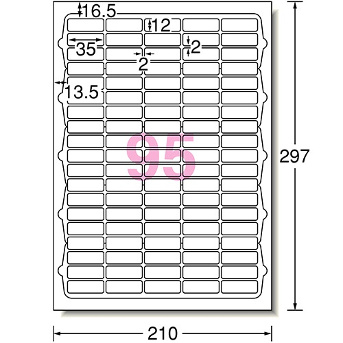 エーワン　ラベルシール［レーザープリンタ］　マット紙・ホワイト　Ａ４　９５面　３５×１２ｍｍ　四辺余白付　角丸　６６２９５　１冊（１００シート）2