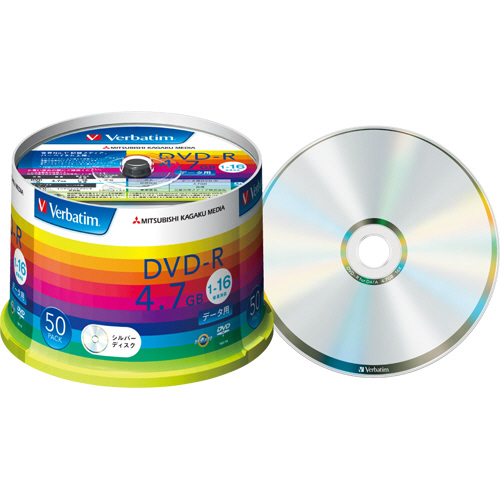たのめーる バーベイタム データ用dvd R 4 7gb 1 16倍速 ブランドシルバー スピンドルケース Dhr47j50v1 1パック 50枚 の通販