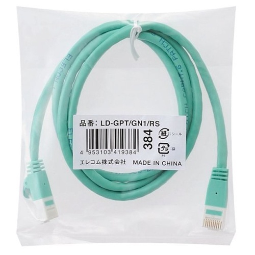 エレコム　Ｃａｔ６対応ツメ折れ防止ＬＡＮケーブル　グリーン　１ｍ　ＲｏＨＳ指令準拠（１０物質）　ＬＤ－ＧＰＴ／ＧＮ１／ＲＳ　１本2