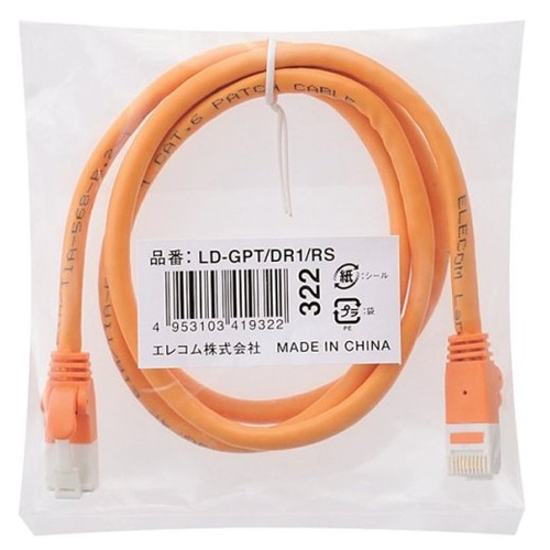 エレコム　Ｃａｔ６対応ツメ折れ防止ＬＡＮケーブル　オレンジ　１ｍ　ＲｏＨＳ指令準拠（１０物質）　ＬＤ－ＧＰＴ／ＤＲ１／ＲＳ　１本2