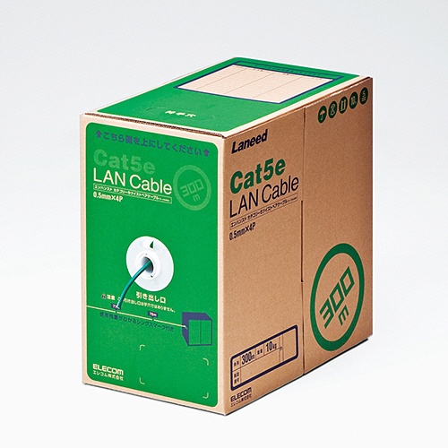 エレコム　ＬＡＮケーブル（Ｃａｔ５ｅ　単線）　ダークグリーン　３００ｍ　ＲｏＨＳ指令準拠（１０物質）　ＬＤ－ＣＴ２／ＤＧ３００／ＲＳ　１本1