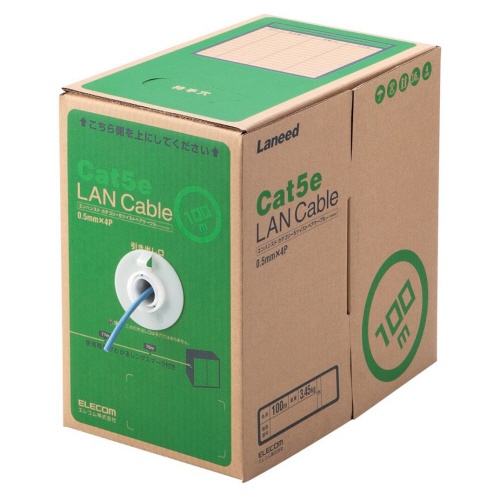 エレコム　ＬＡＮケーブル（Ｃａｔ５ｅ　単線）　ブルー　１００ｍ　ＲｏＨＳ指令準拠（１０物質）　ＬＤ－ＣＴ２／ＢＵ１００／ＲＳ　１箱1