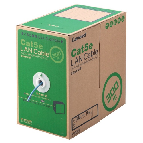 エレコム　ＬＡＮケーブル（Ｃａｔ５ｅ　単線）　ブルー　３００ｍ　ＲｏＨＳ指令準拠（１０物質）　ＬＤ－ＣＴ２／ＢＵ３００／ＲＳ　１箱1