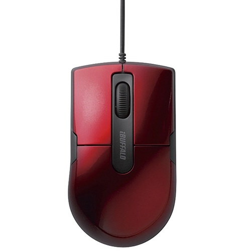 バッファロー　有線ＢｌｕｅＬＥＤマウス　静音　３ボタン　Ｍサイズ　レッド　ＢＳＭＢＵ２６ＳＭＲＤ　１個1