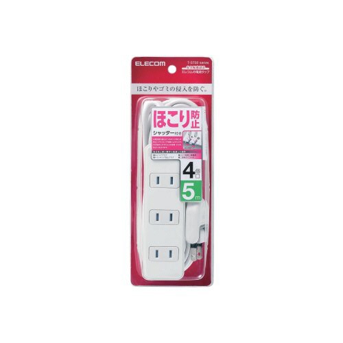エレコム　ほこりシャッター付き電源タップ　２Ｐ・４個口　ホワイト　５．０ｍ　Ｔ－ＳＴ０２－２２４５０ＷＨ　１個3